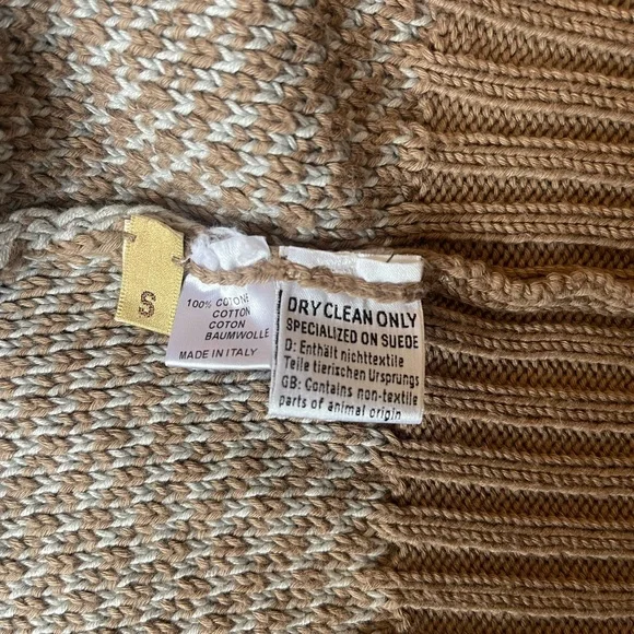 Paul Stuart Made in Italy Full-Zip Textured Cotton Sweater – Size S